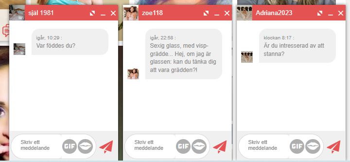 Falska meddelanden som vi får när vi registrerar oss på milfroom.com